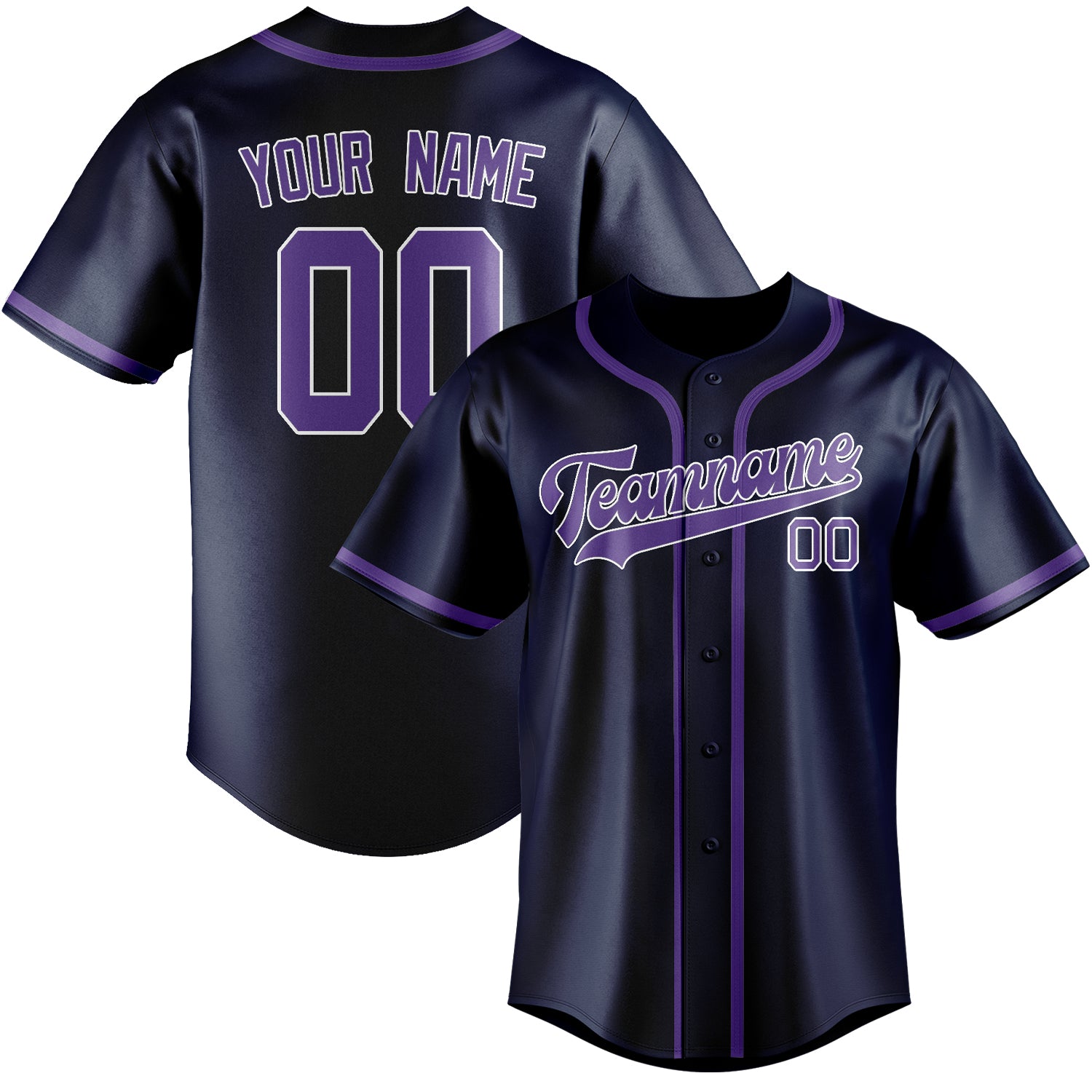 Maillot de baseball personnalisé bleu clair et violet