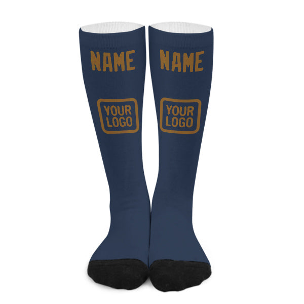 Chaussettes hautes kaki bleues personnalisées