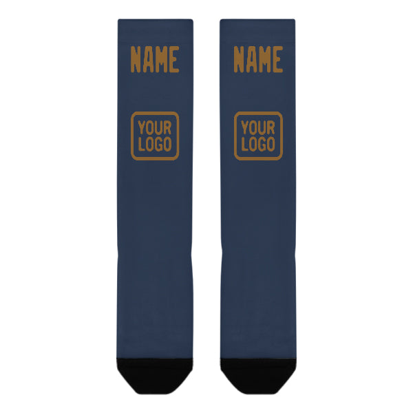 Chaussettes hautes kaki bleues personnalisées