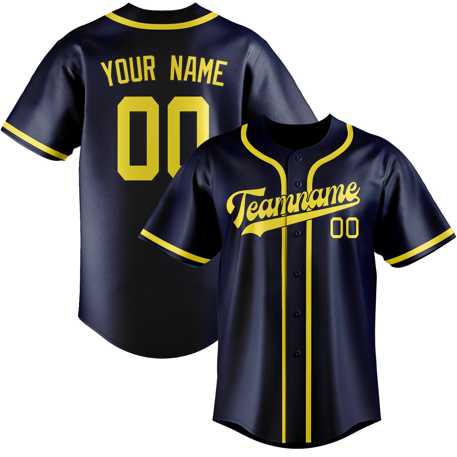 Maillot de baseball personnalisé bleu clair et jaune clair