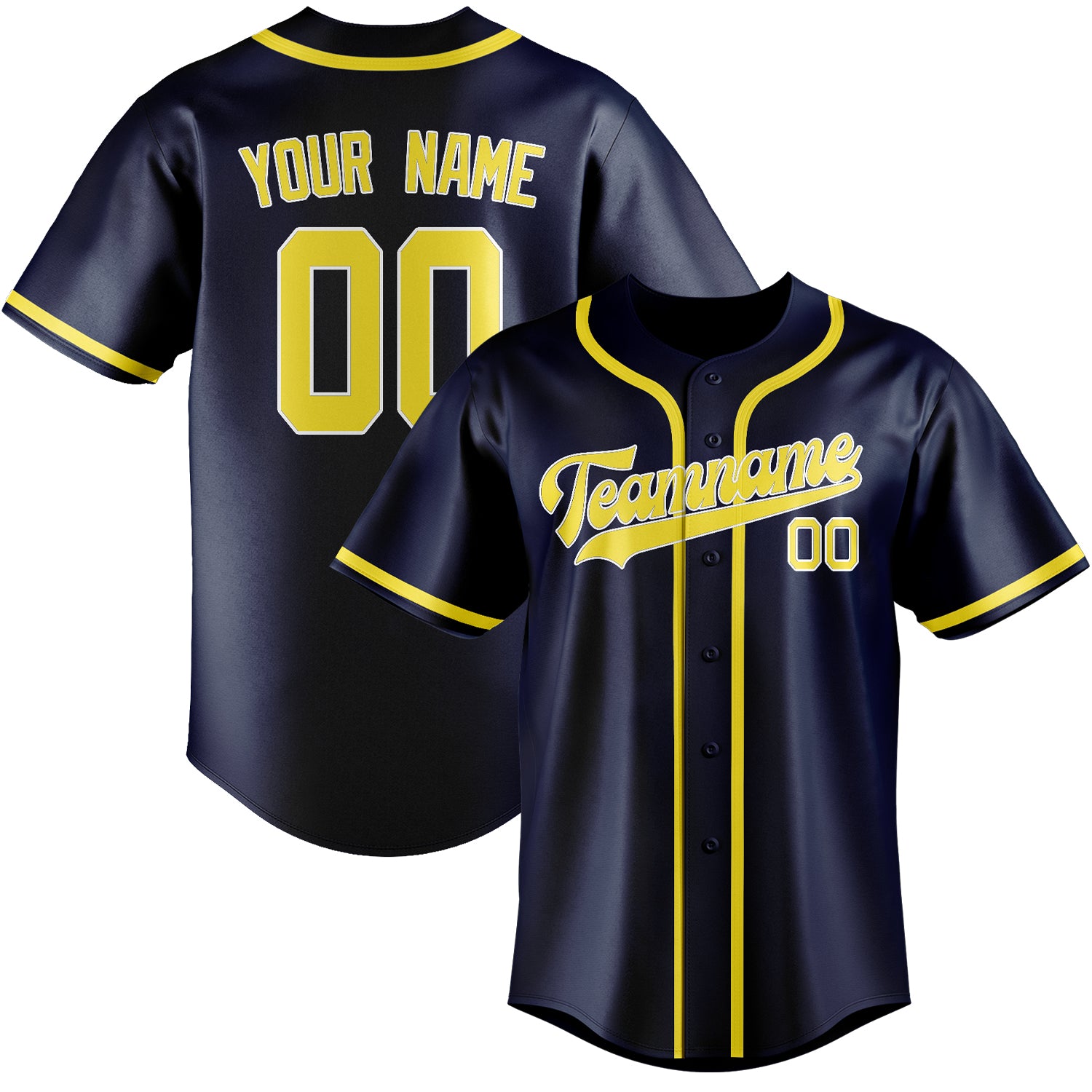 Maillot de baseball personnalisé bleu clair et jaune clair