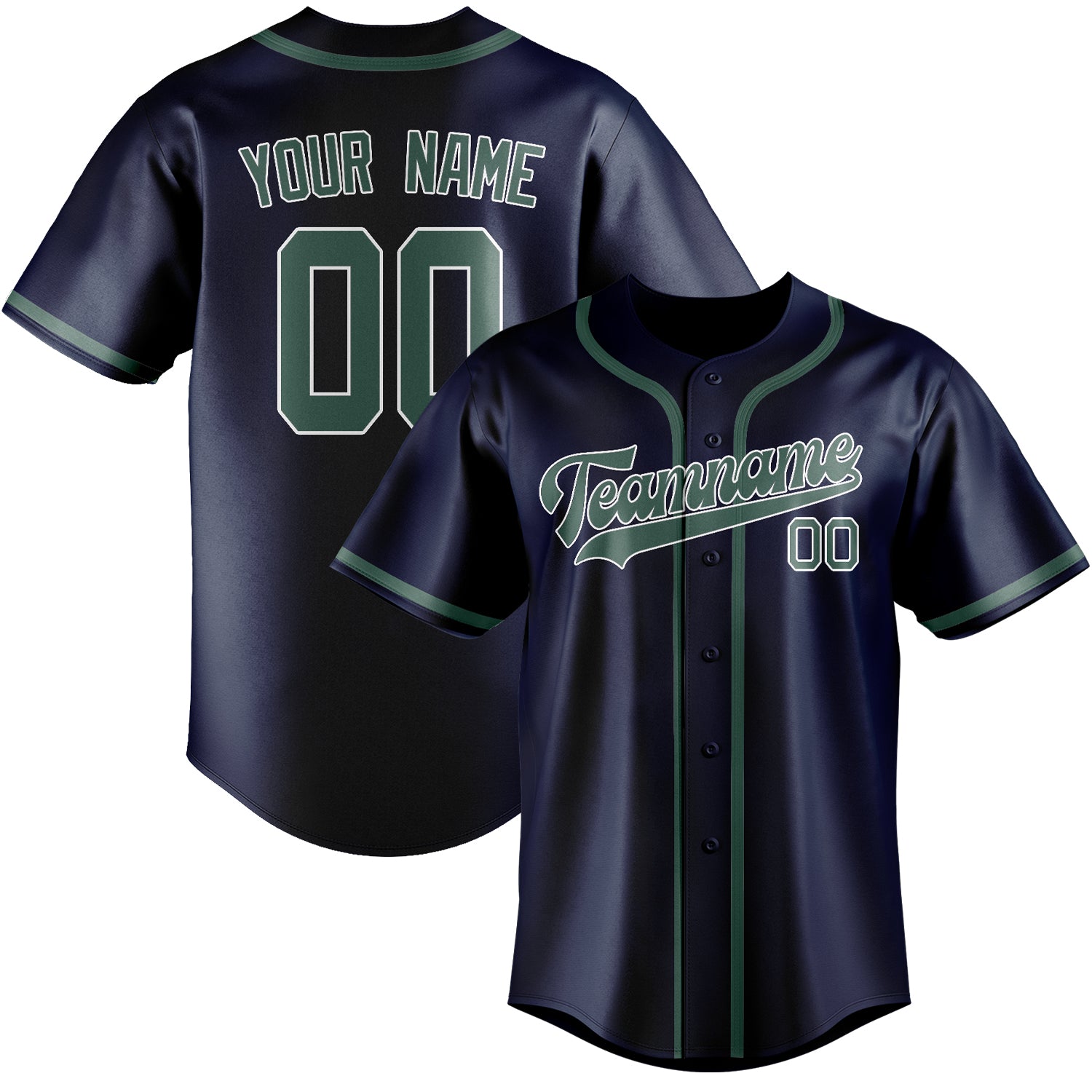 Maillot de baseball personnalisé bleu-vert
