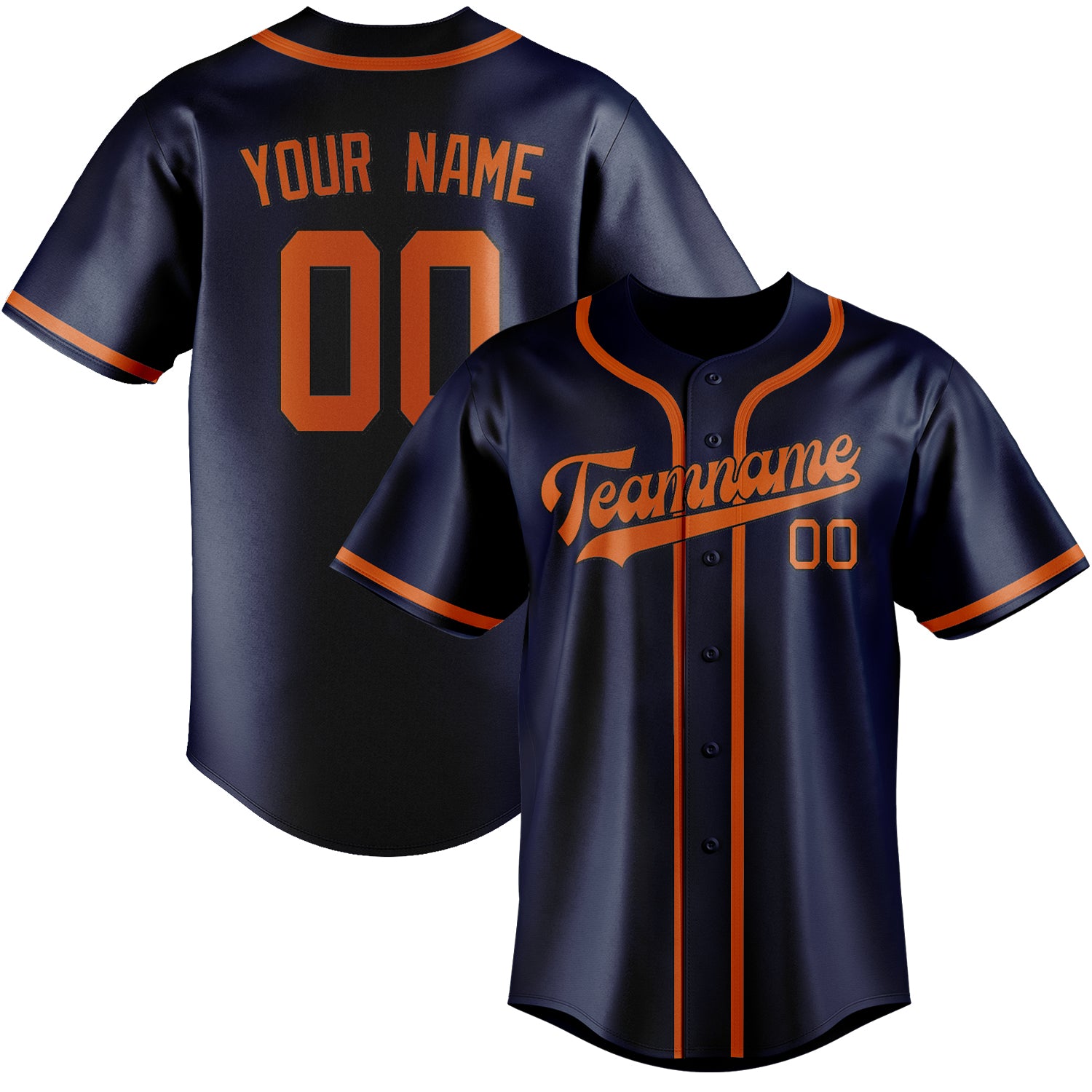 Maillot de baseball personnalisé bleu et orange
