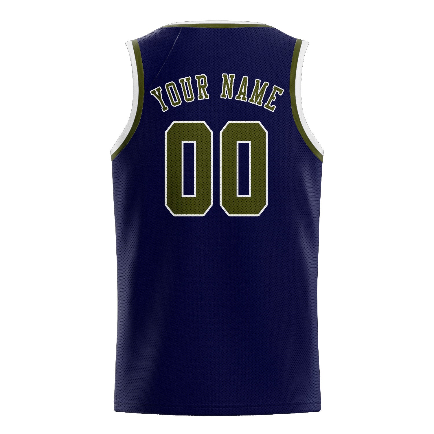 Maillot de basketball personnalisé bleu marine et olive