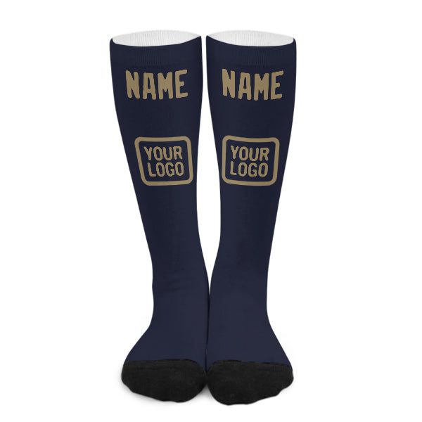 Chaussettes hautes personnalisées bleu marine kaki clair