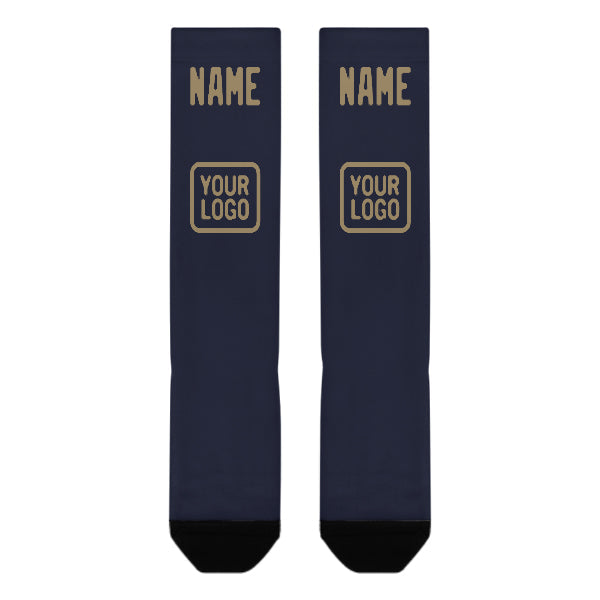 Chaussettes hautes personnalisées bleu marine kaki clair