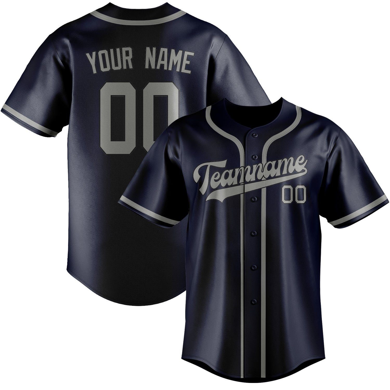 Maillot de baseball personnalisé bleu marine et gris