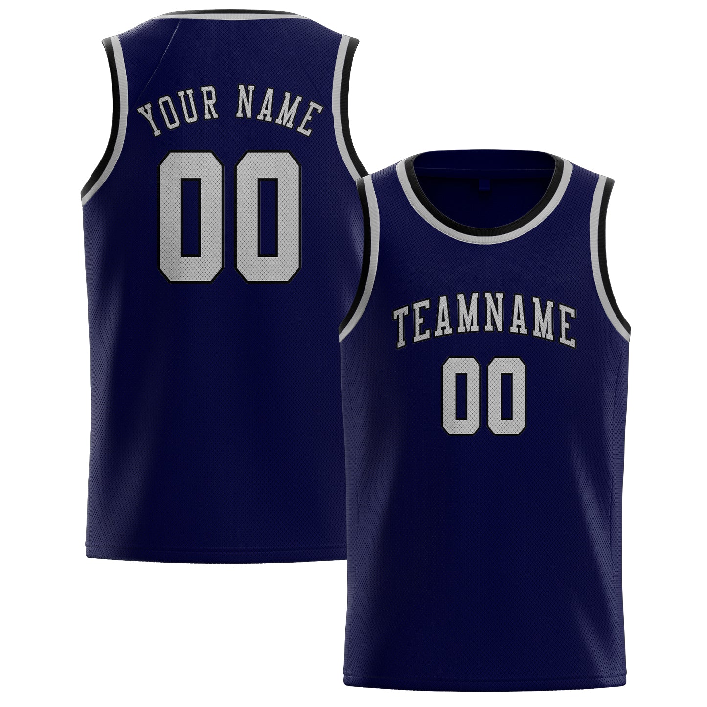 Maillot de basketball personnalisé bleu marine et gris