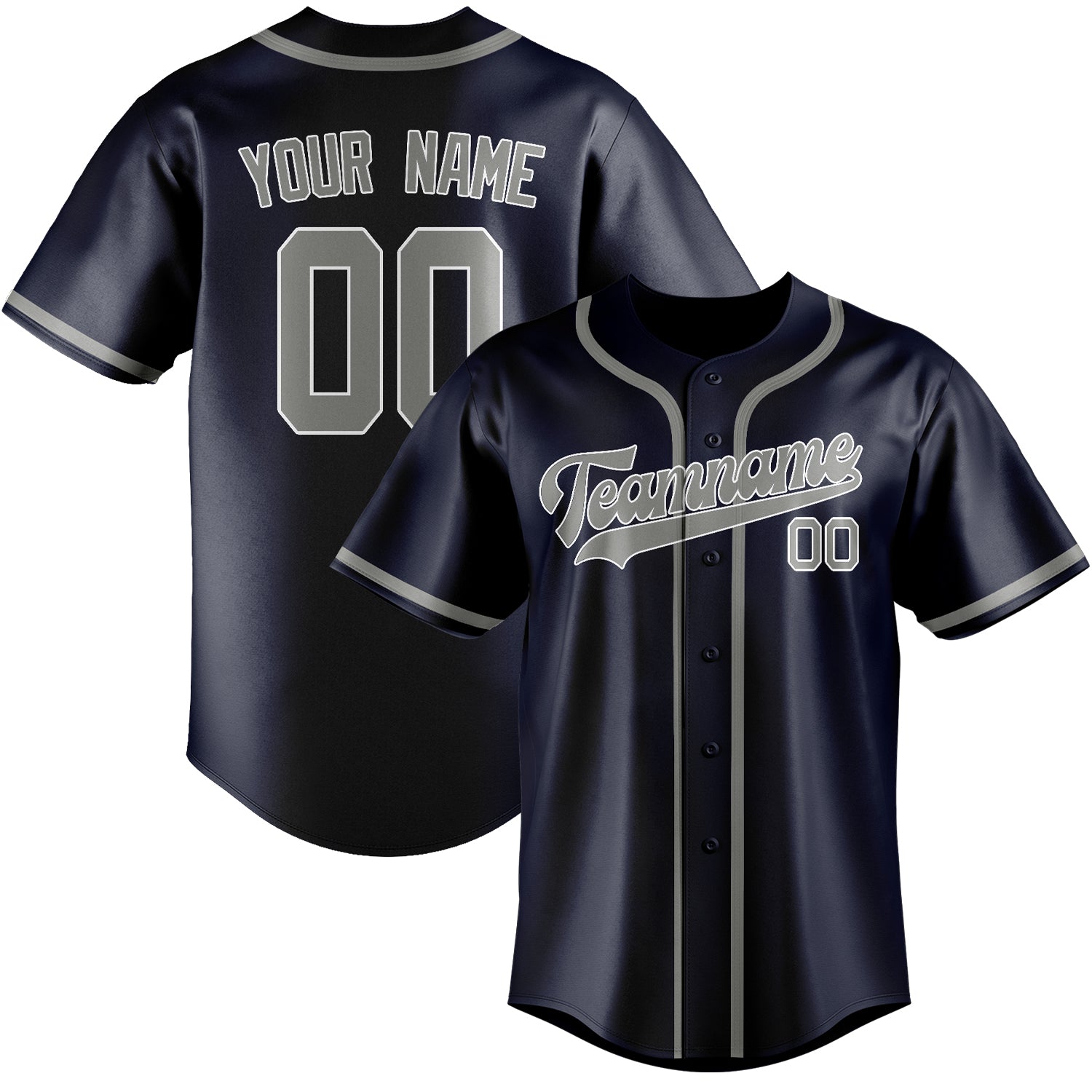 Maillot de baseball personnalisé bleu marine et gris