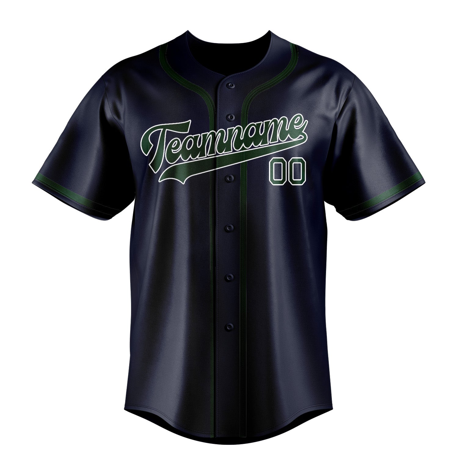 Maillot de baseball personnalisé bleu marine et vert