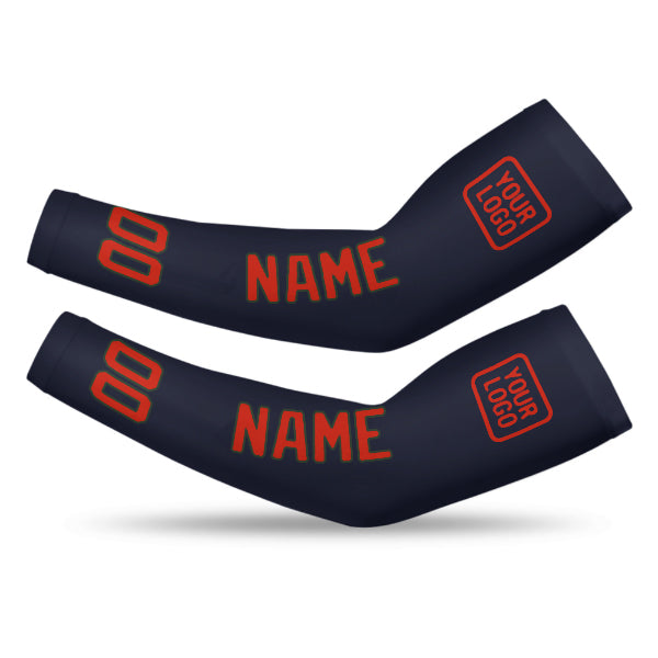 Manchon personnalisé bleu marine, orange et rouge