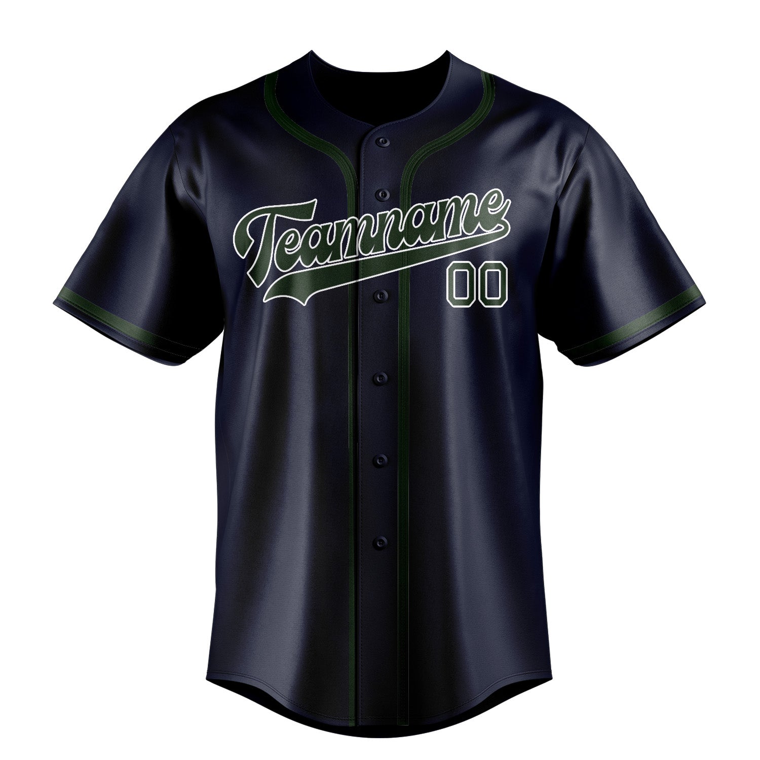 Maillot de baseball personnalisé bleu marine et vert foncé