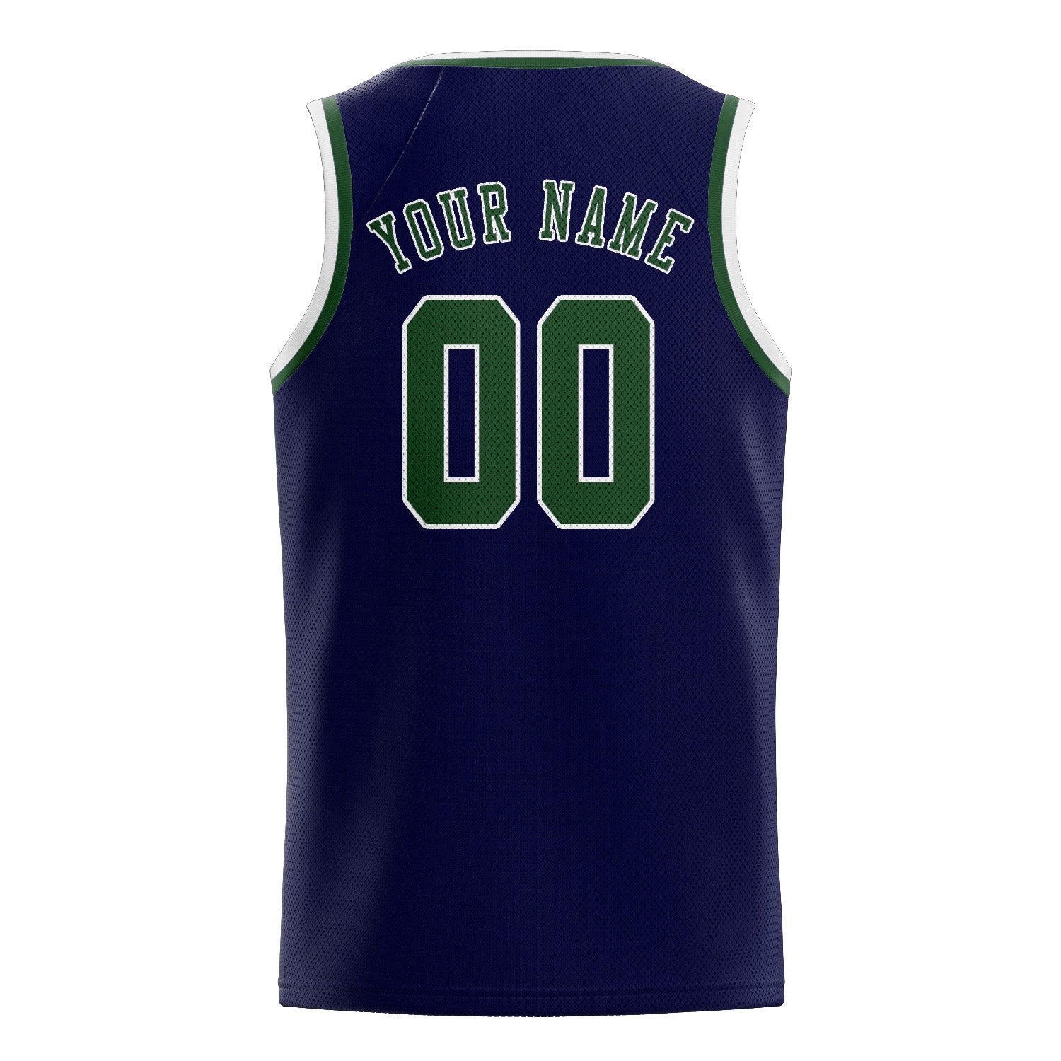 Maillot de basketball personnalisé bleu marine et vert foncé
