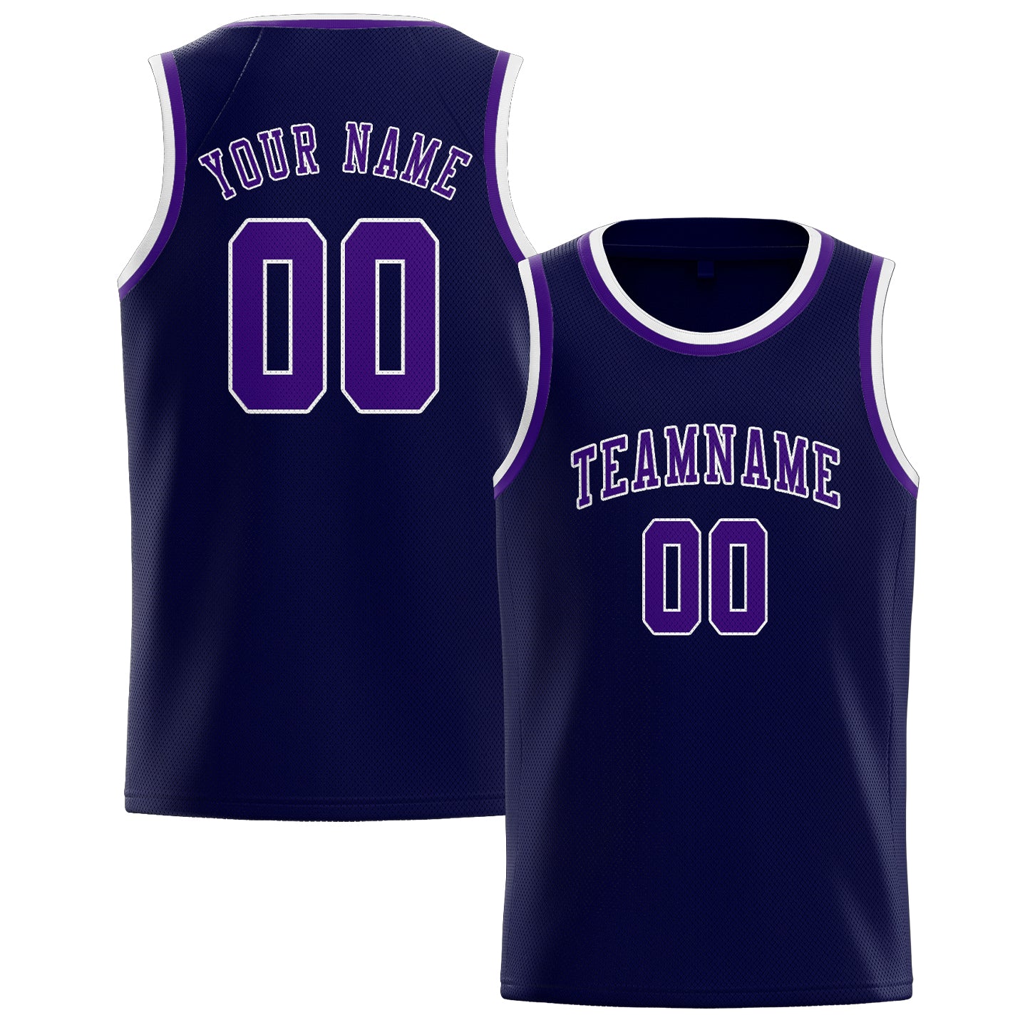Maillot de basketball personnalisé bleu marine et violet
