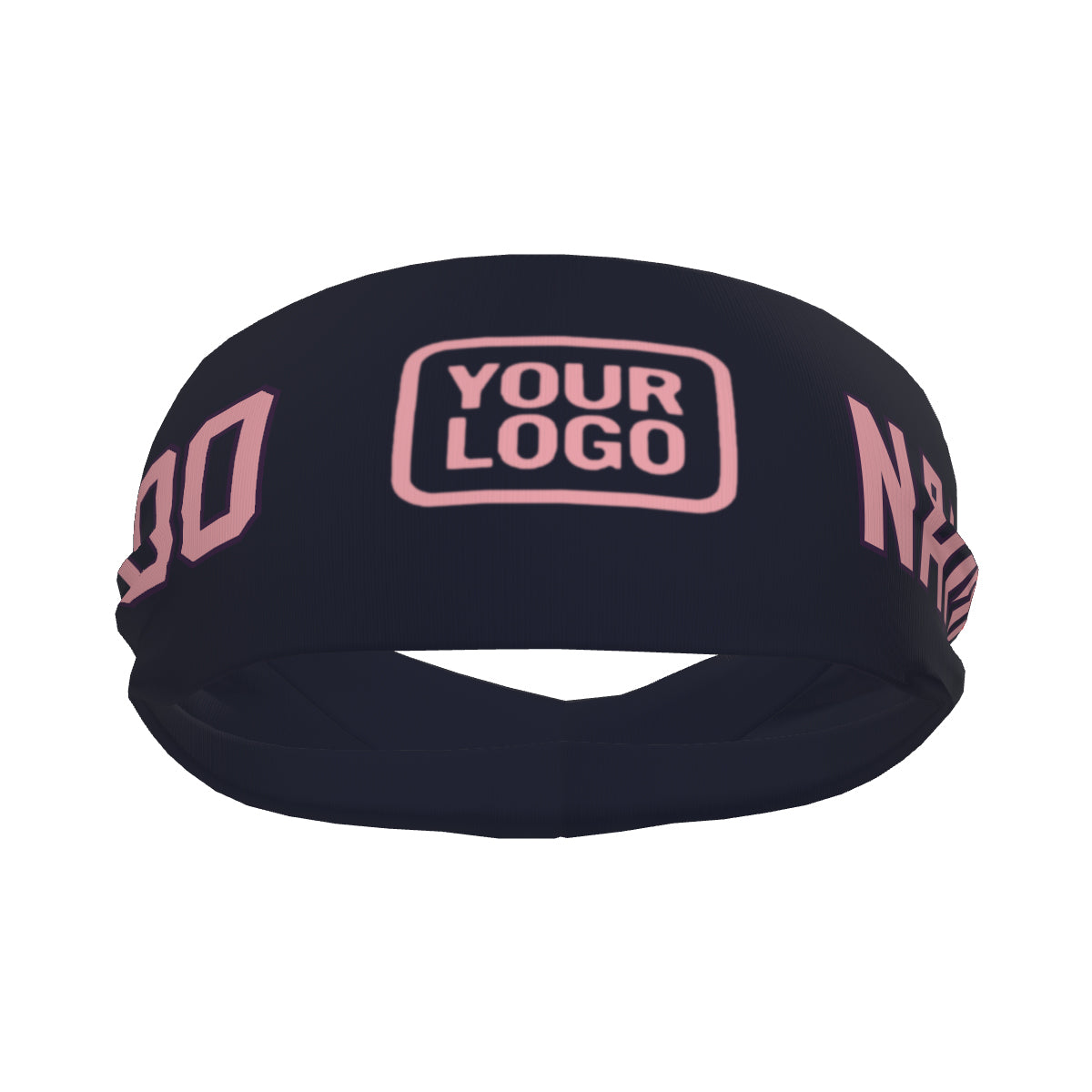 Bandeau de sport personnalisé bleu marine et rose clair