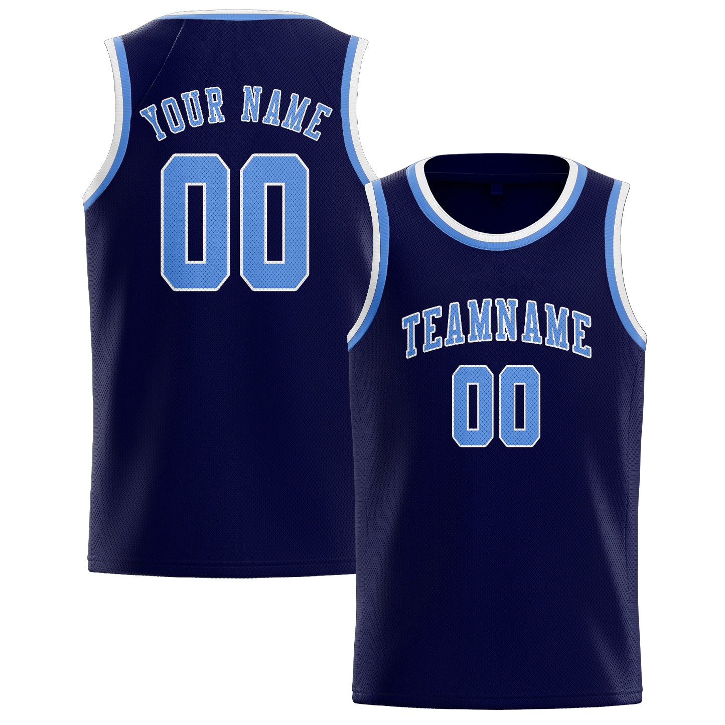 Maillot de basketball personnalisé bleu marine clair