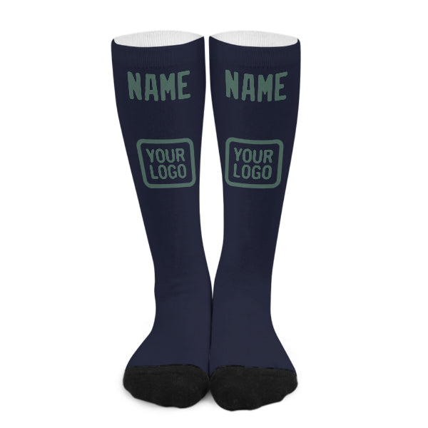 Chaussettes hautes personnalisées bleu marine et vertes