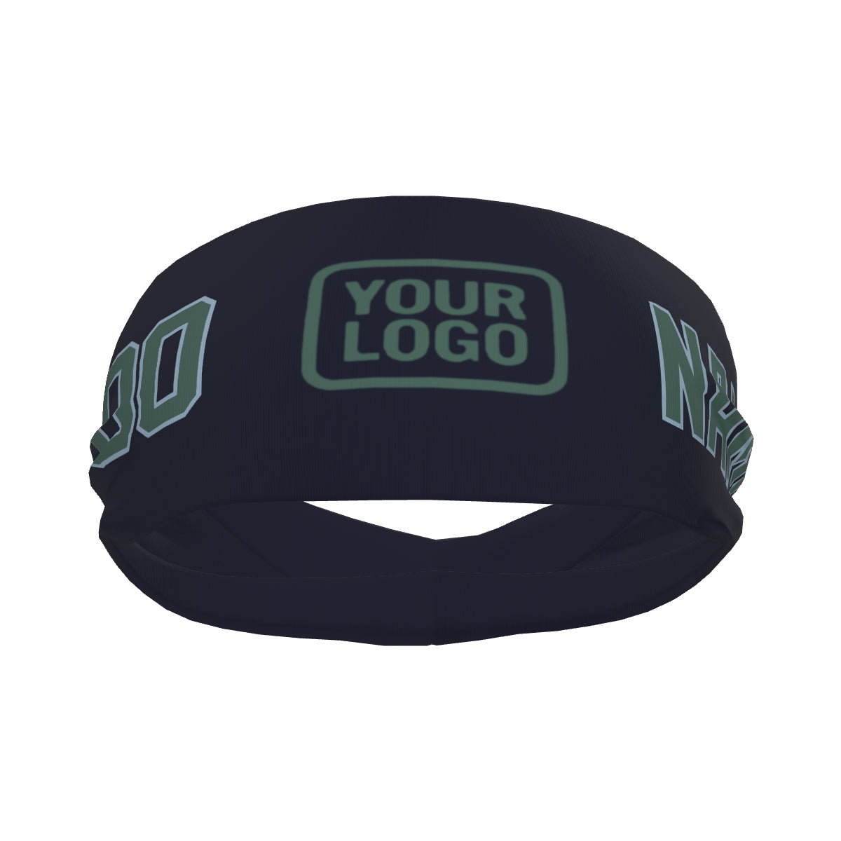 Bandeau de sport personnalisé bleu marine et vert
