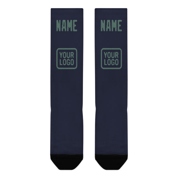 Chaussettes hautes personnalisées bleu marine et vertes