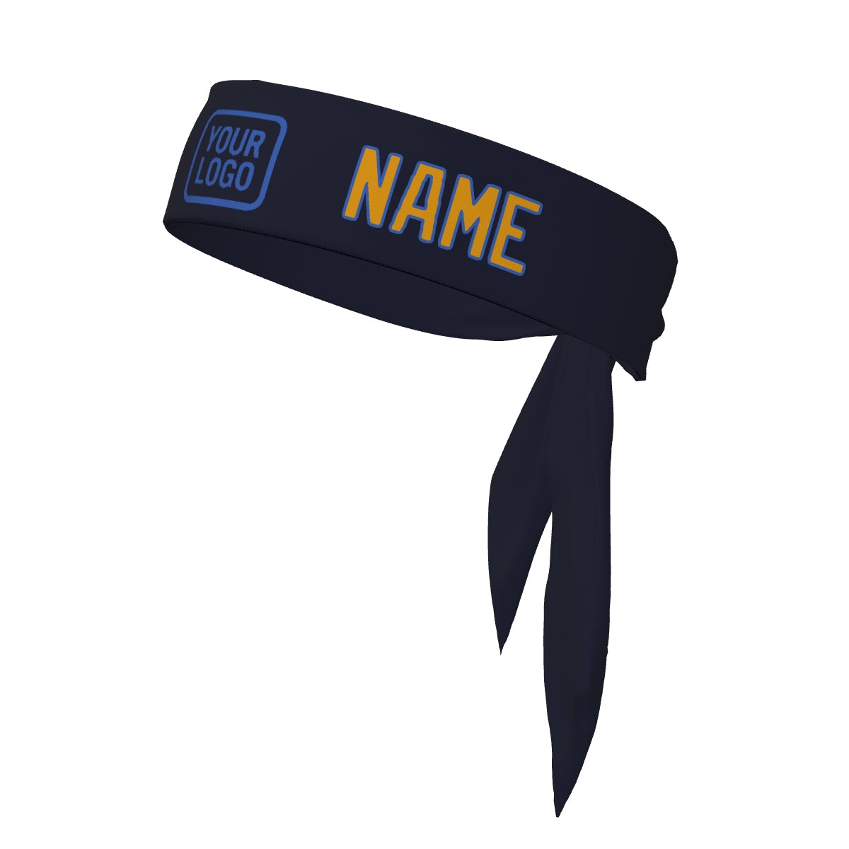 Bandeau personnalisé bleu marine et jaune