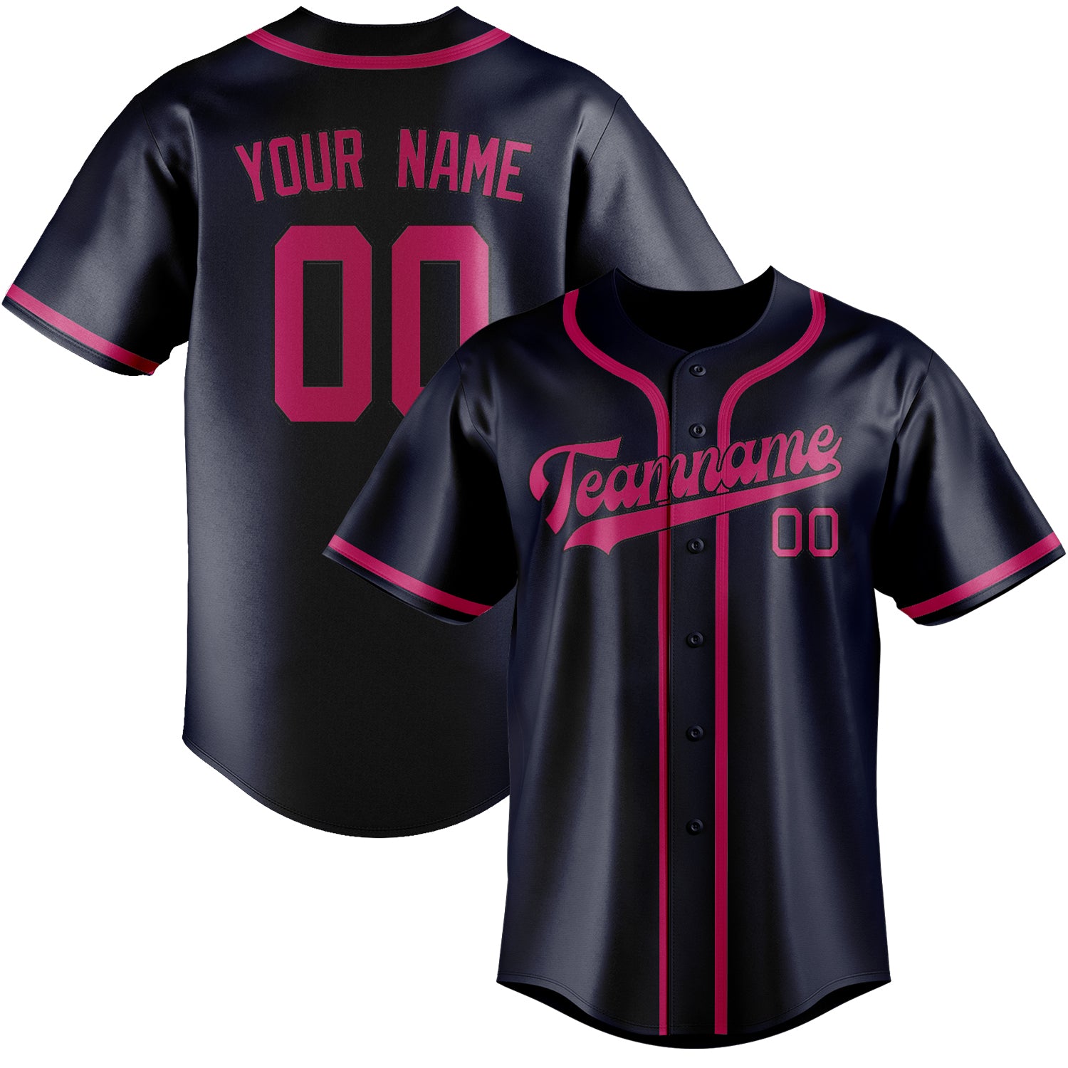 Maillot de baseball personnalisé bleu marine et rose