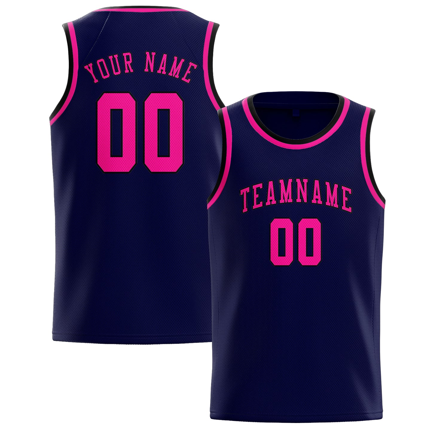 Maillot de basketball personnalisé bleu marine et rose