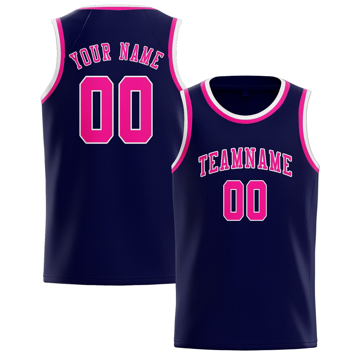 Maillot de basketball personnalisé bleu marine et rose