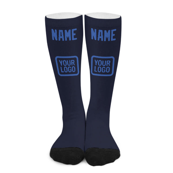 Chaussettes hautes personnalisées bleu marine ciel