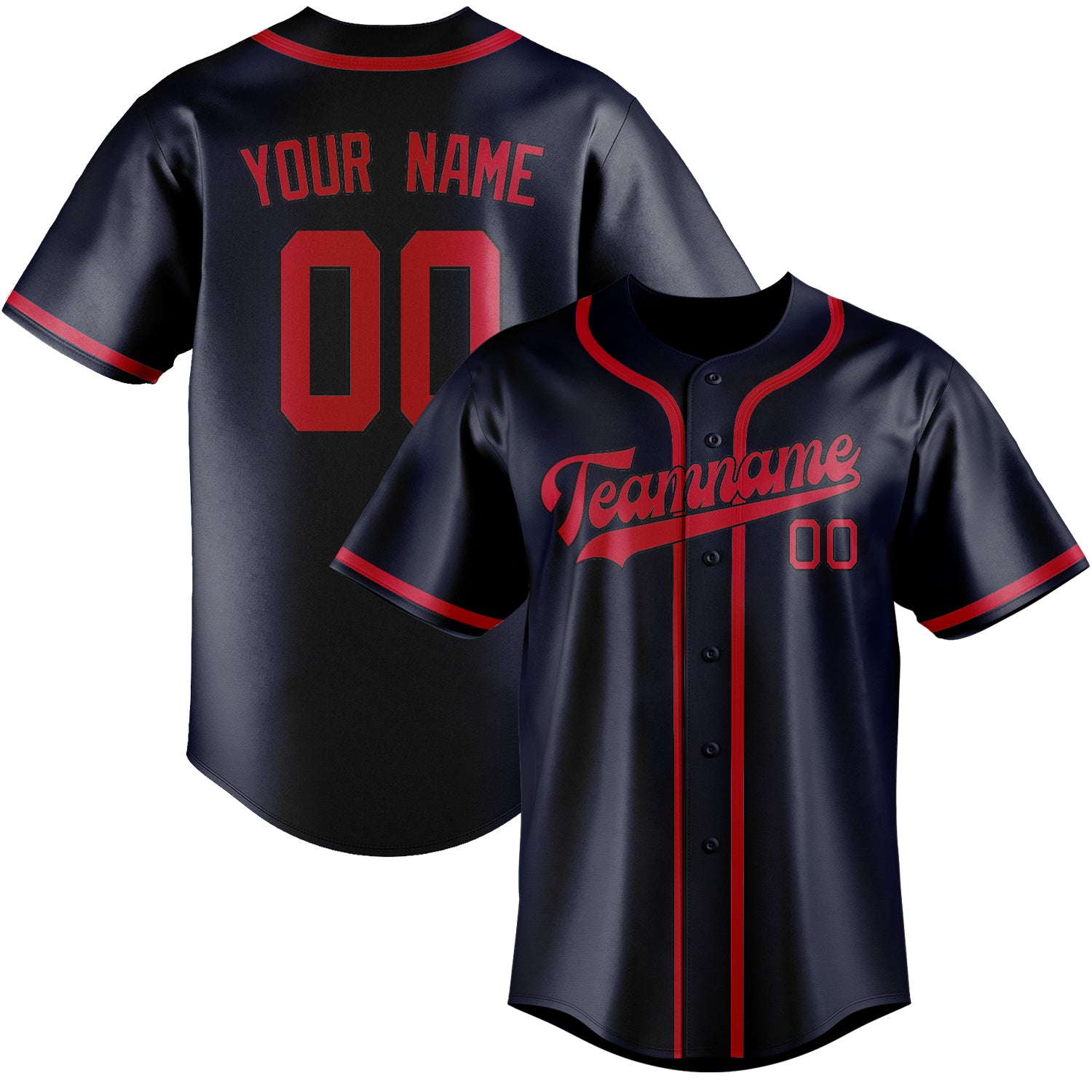 Maillot de baseball personnalisé bleu marine et rouge