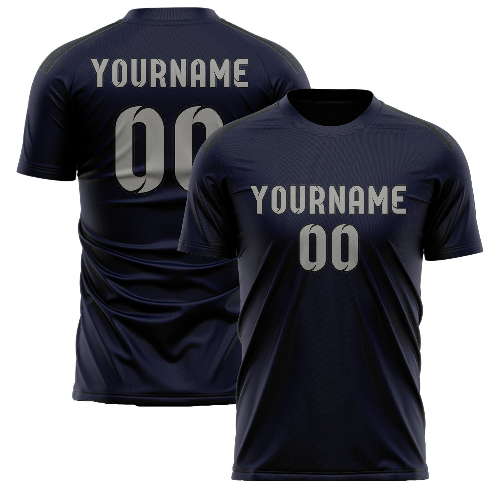 Maillot de football personnalisé bleu marine et gris
