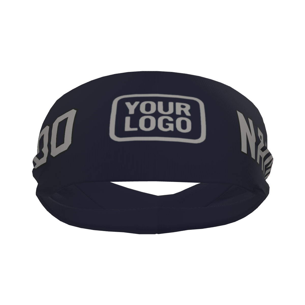 Bandeau de sport personnalisé bleu marine et gris
