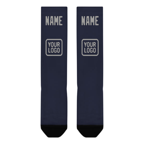 Chaussettes hautes personnalisées bleu marine et gris