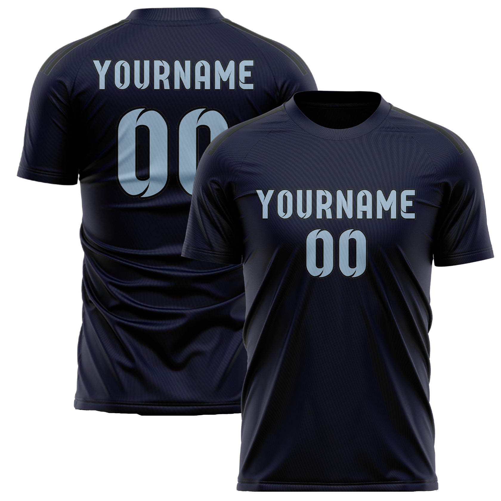 Maillot de football personnalisé bleu marine et bleu clair