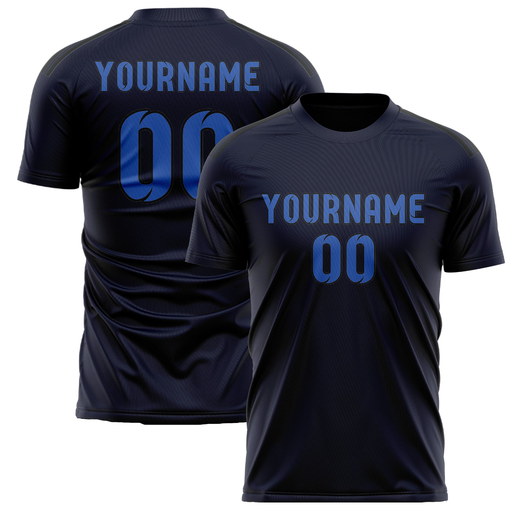 Maillot de football personnalisé bleu marine et ciel