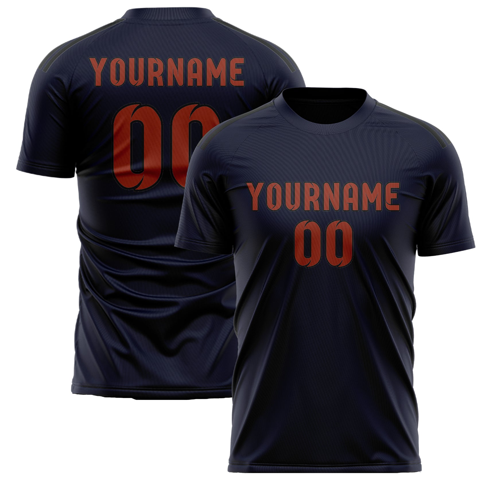 Maillot de football personnalisé bleu marine et rouge corail