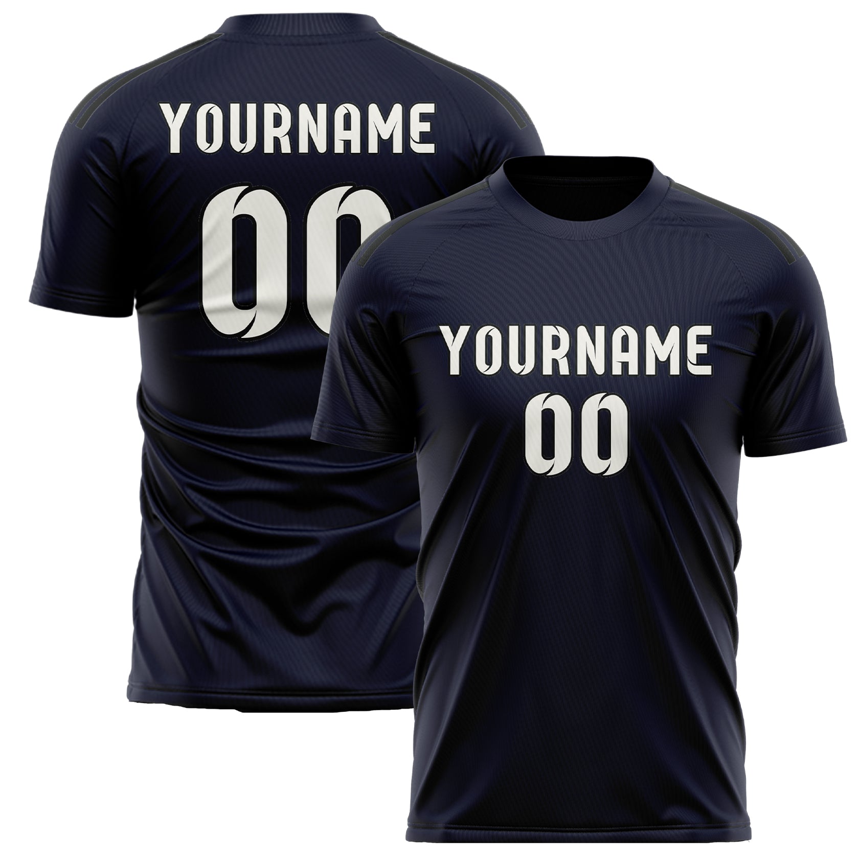 Maillot de football personnalisé bleu marine et blanc