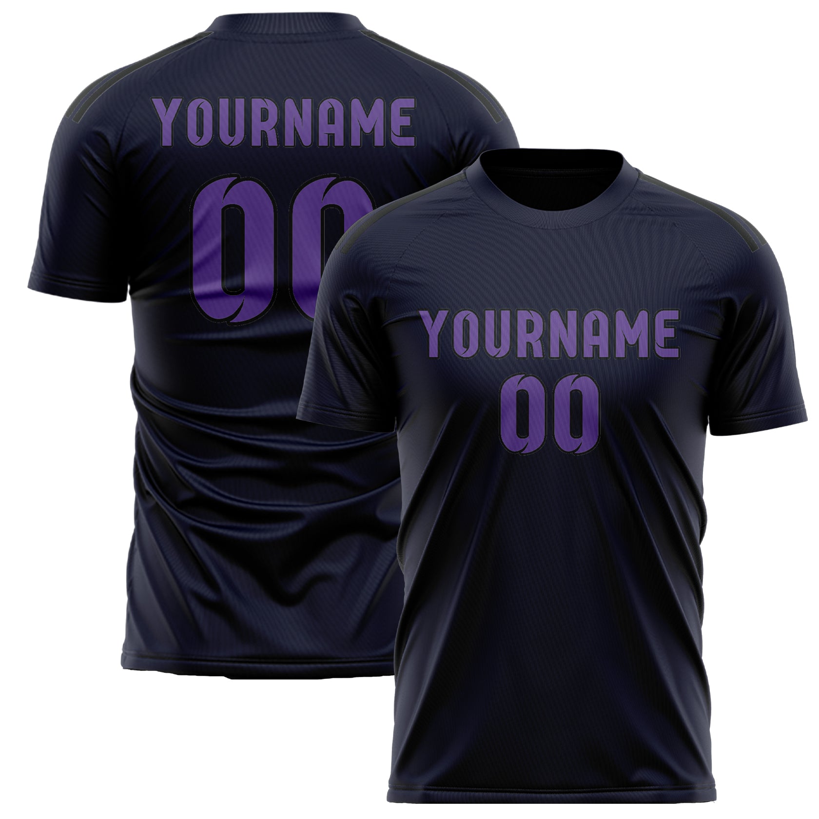Maillot de football personnalisé bleu marine et violet clair
