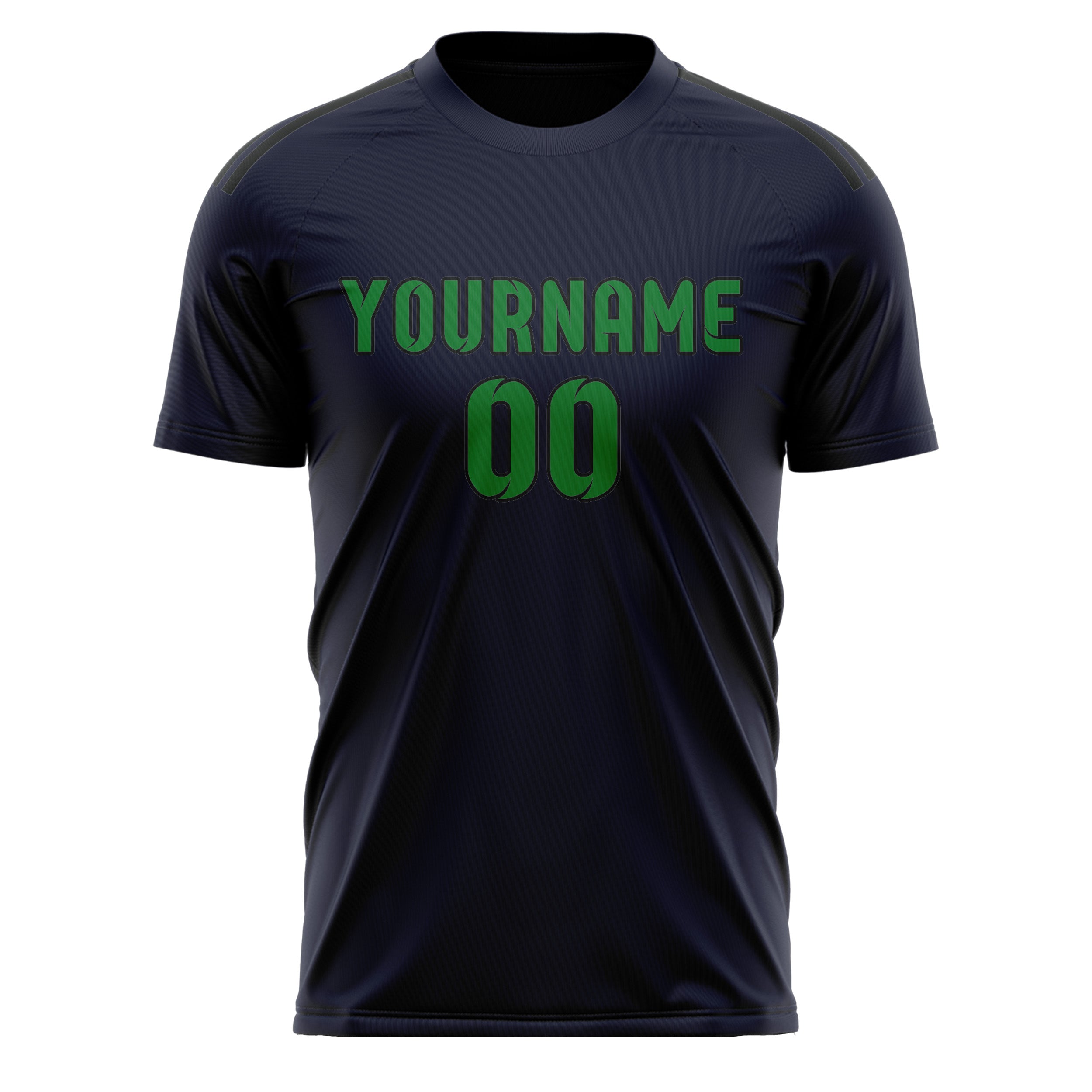 Maillot de football personnalisé bleu marine et vert émeraude