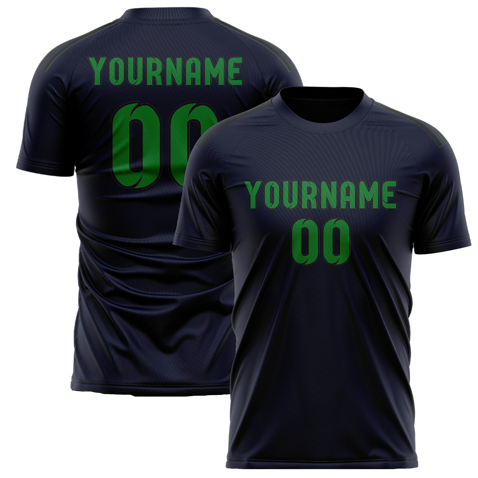 Maillot de football personnalisé bleu marine et vert émeraude