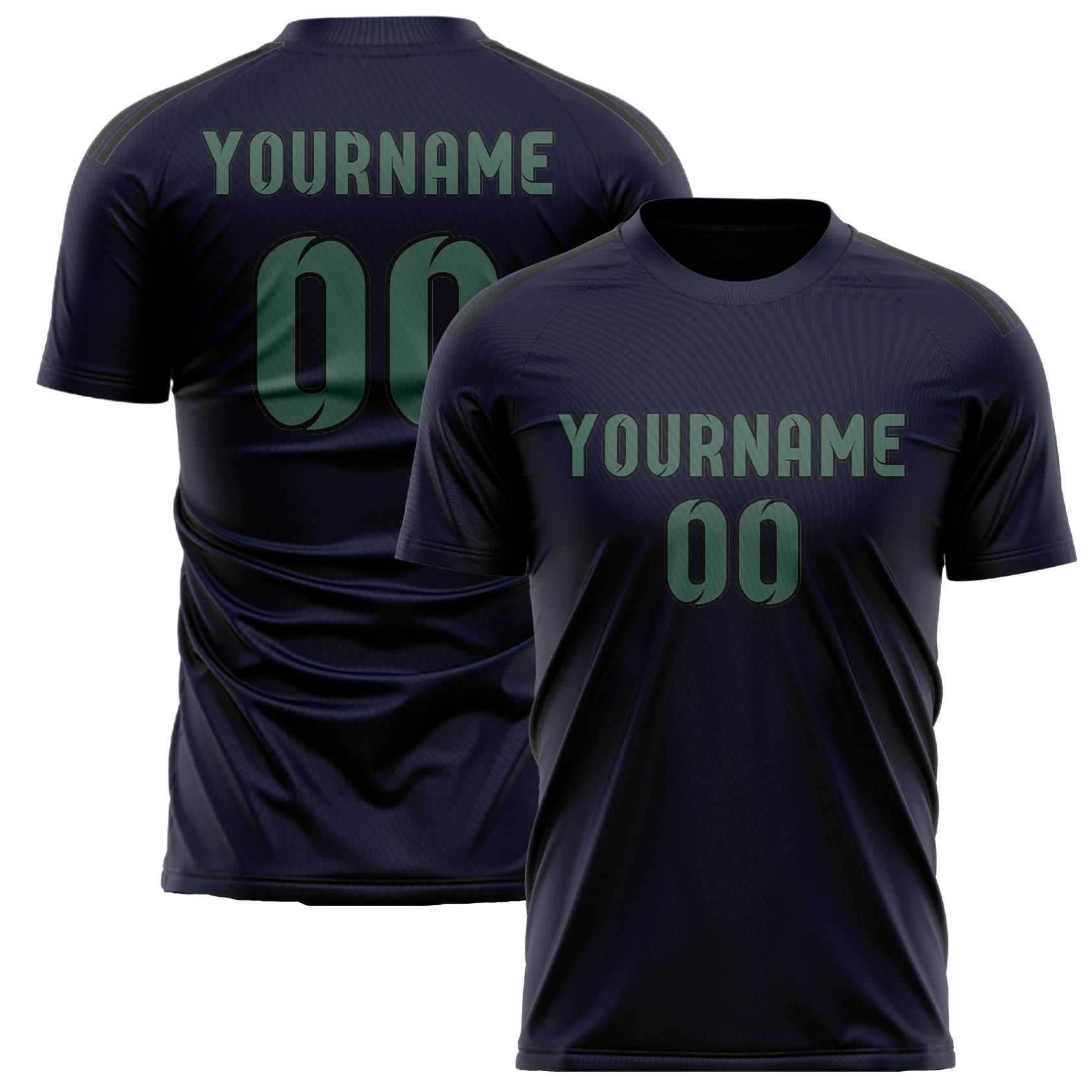 Maillot de football personnalisé bleu marine et vert