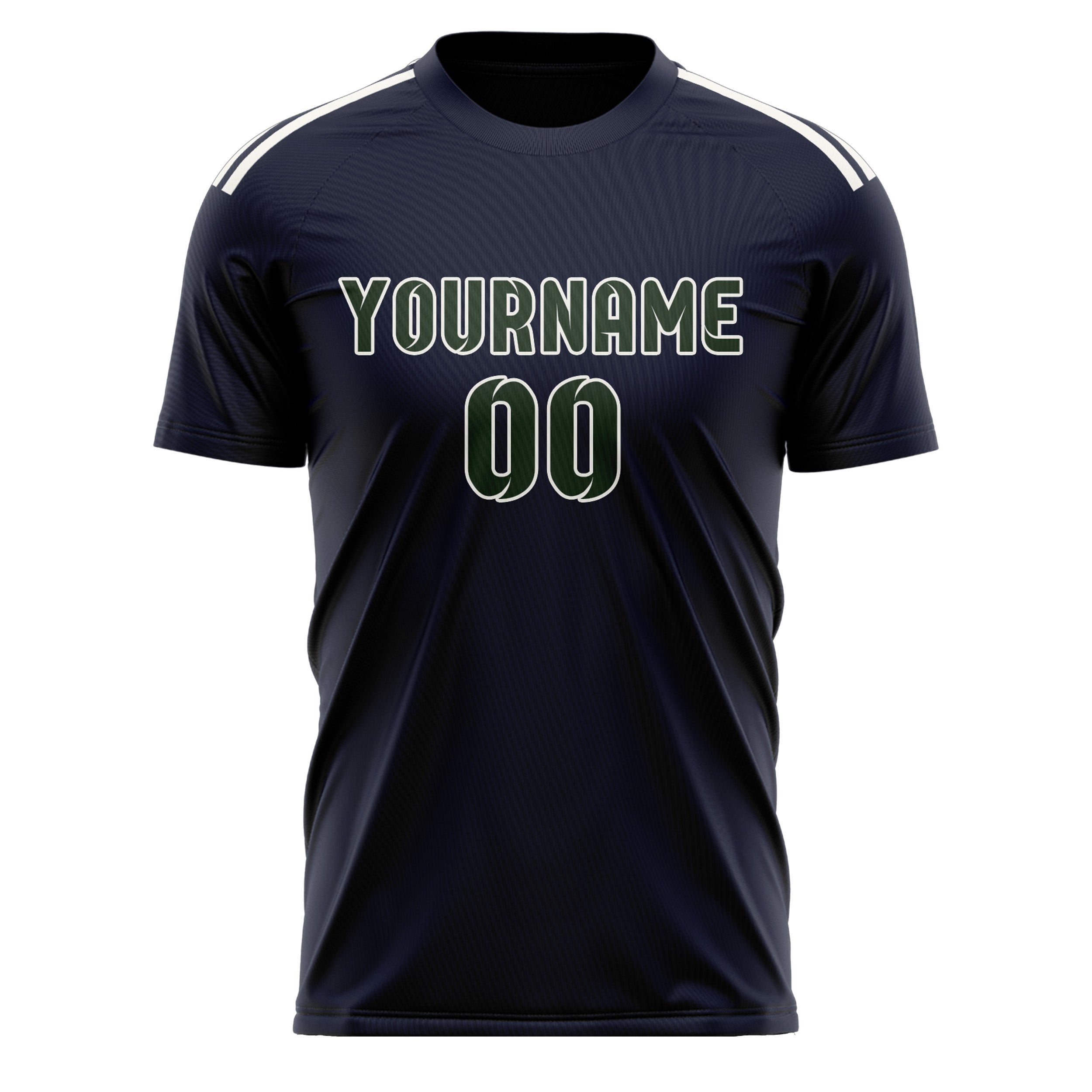 Maillot de football personnalisé bleu marine et vert foncé