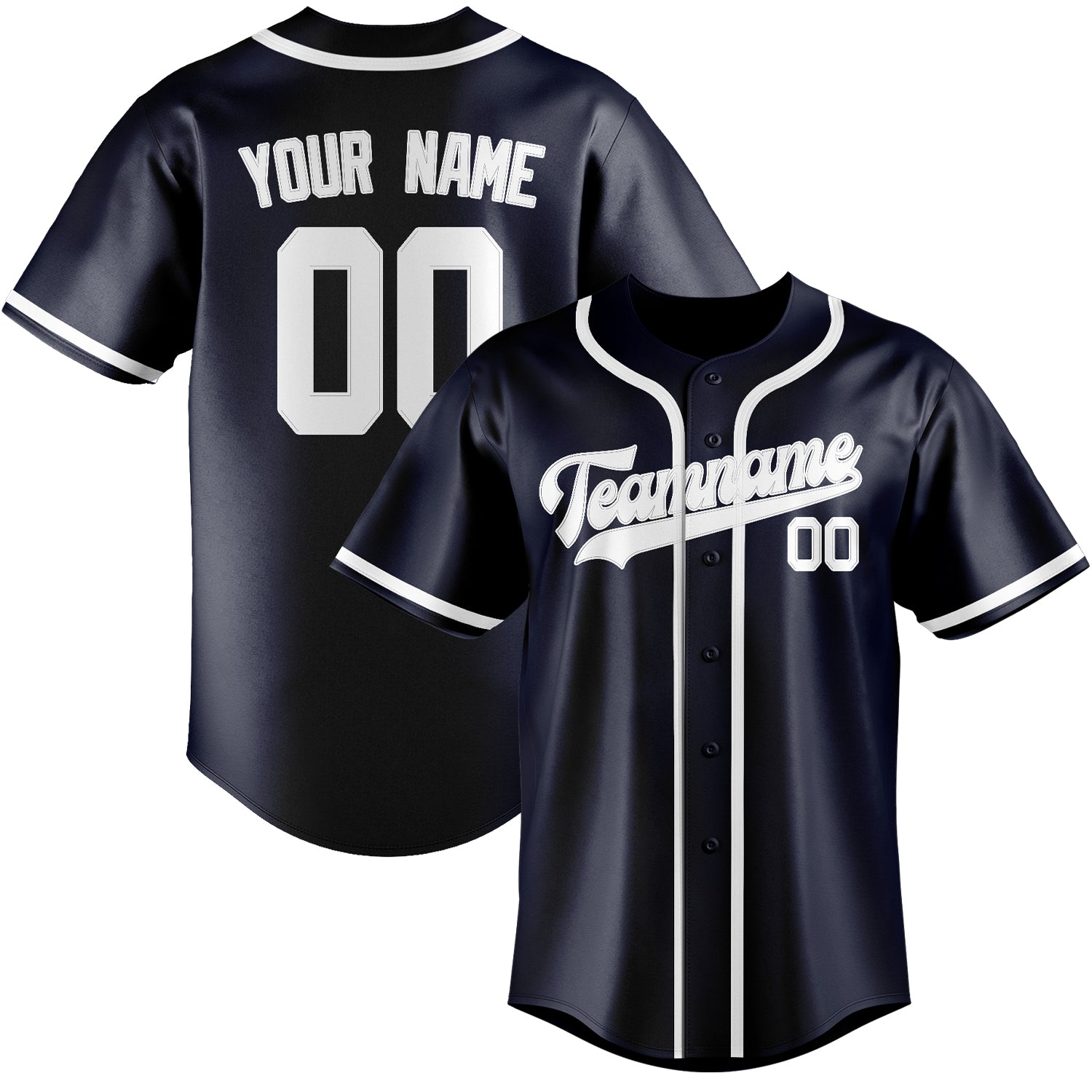 Maillot de baseball personnalisé bleu marine et blanc