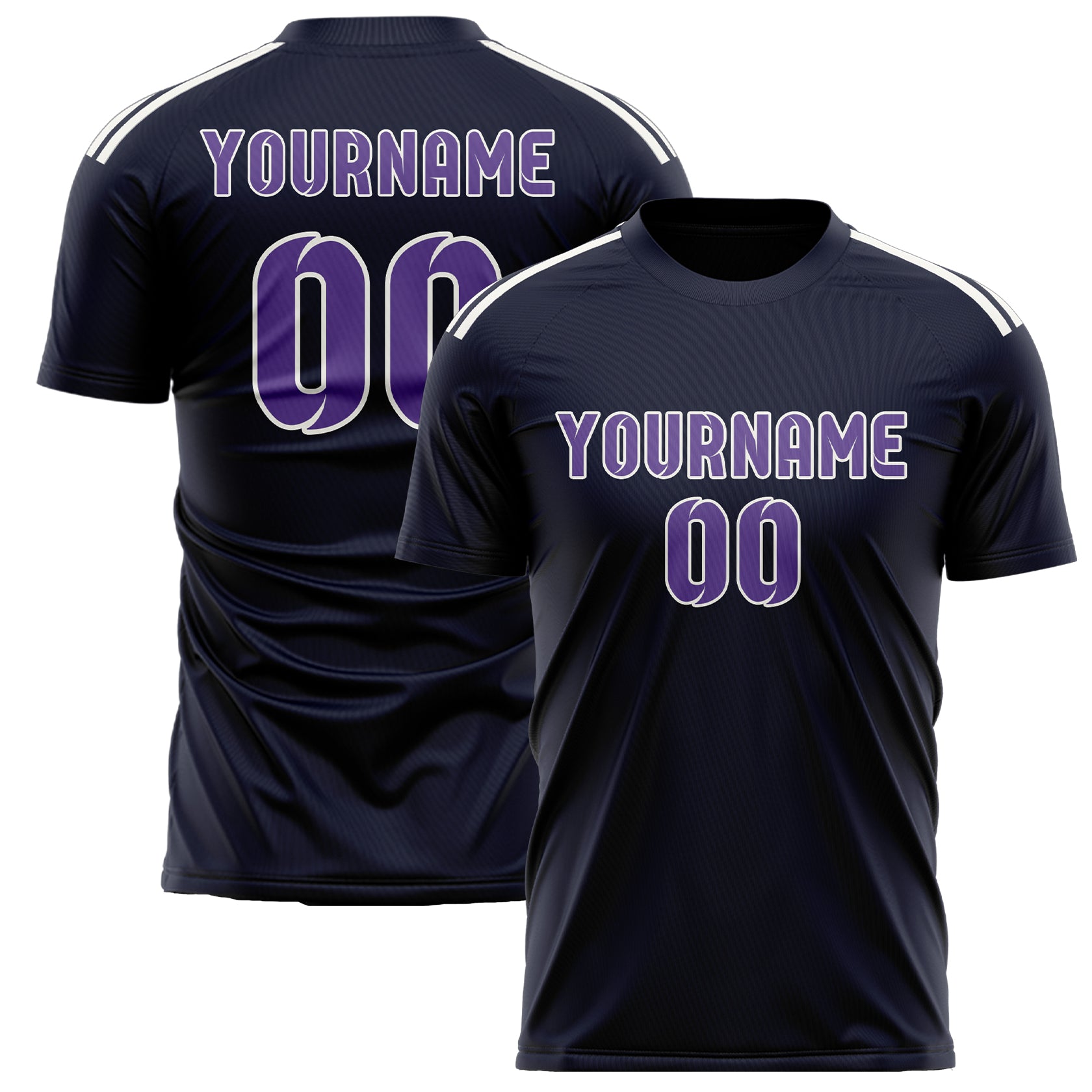 Maillot de football personnalisé bleu marine et violet clair