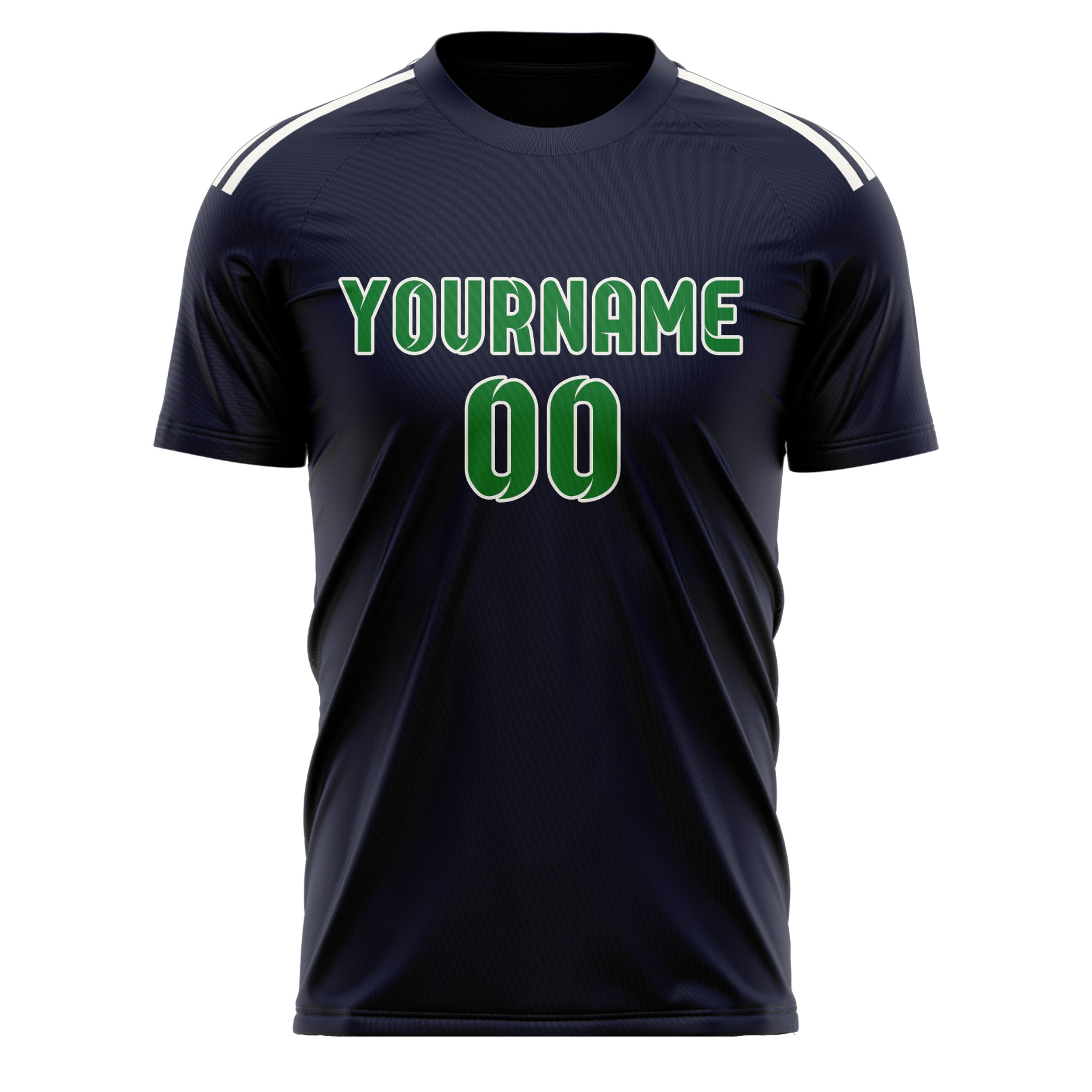 Maillot de football personnalisé bleu marine et vert émeraude