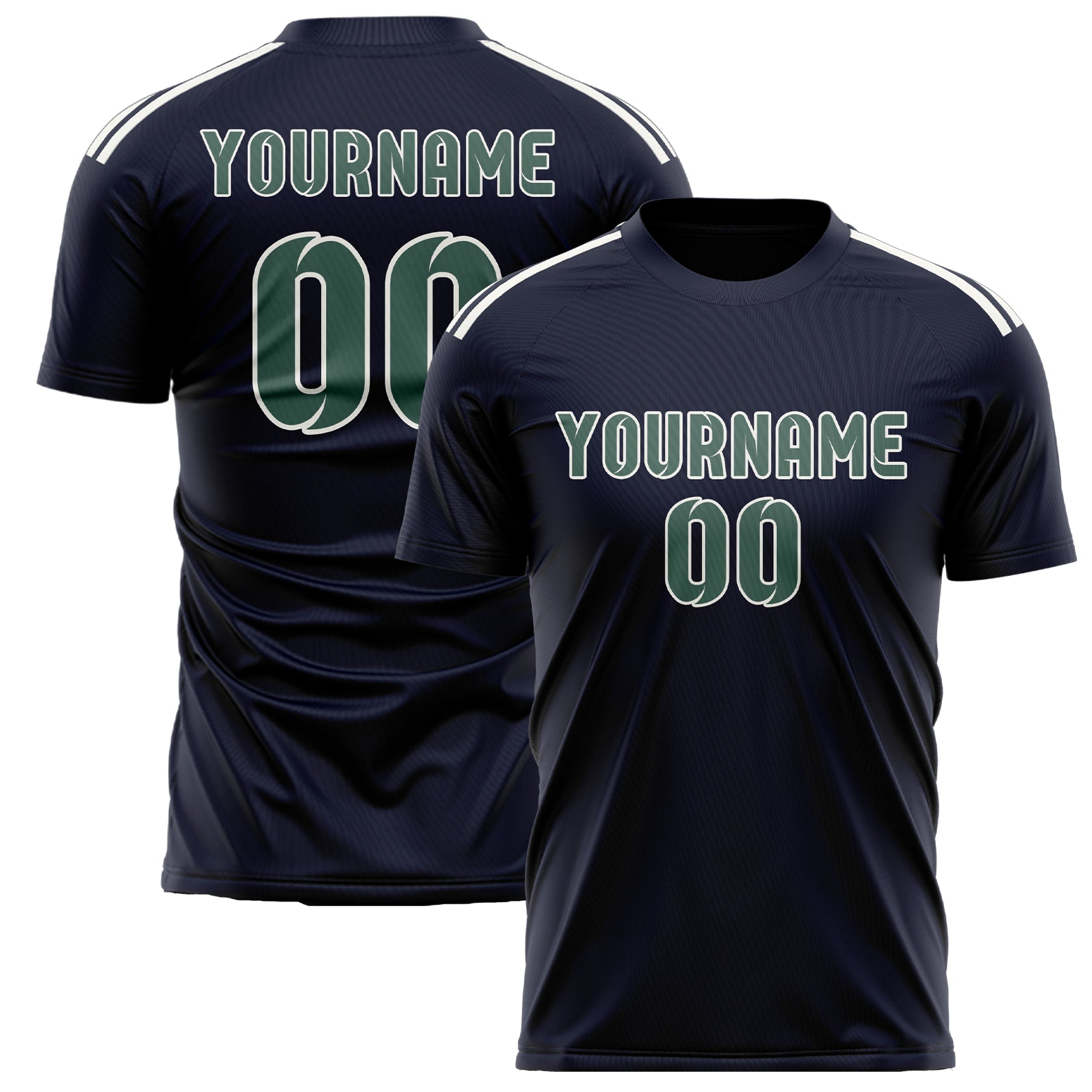 Maillot de football personnalisé bleu marine et vert