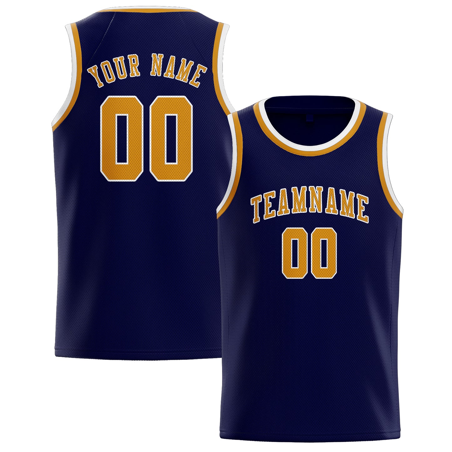 Maillot de basketball personnalisé bleu marine et jaune