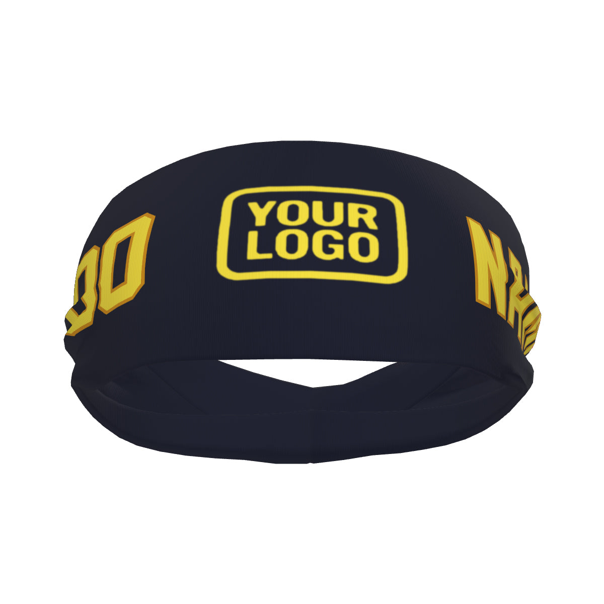Bandeau de sport personnalisé bleu marine et jaune clair