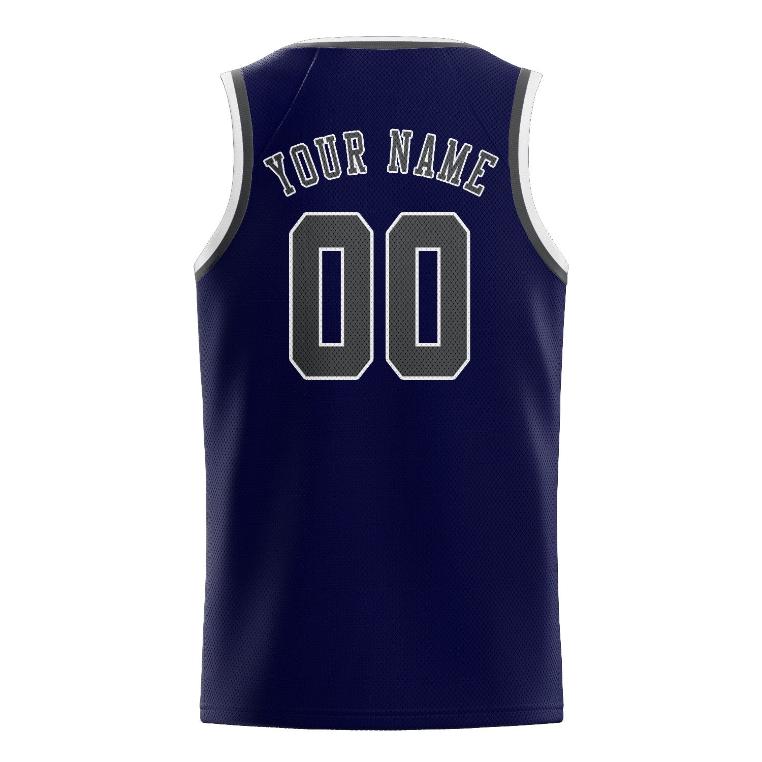 Maillot de basketball personnalisé bleu marine et gris foncé