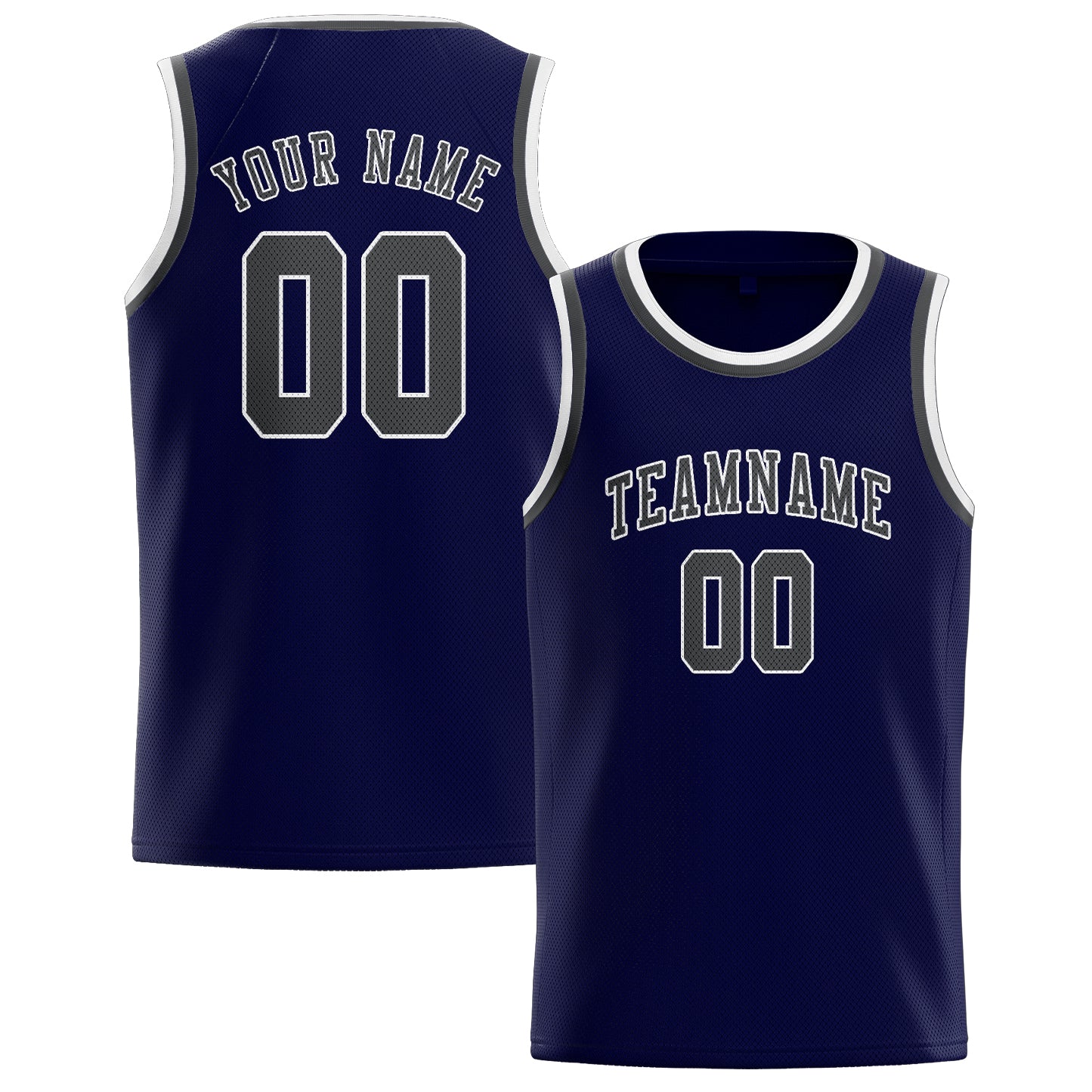 Maillot de basketball personnalisé bleu marine et gris foncé