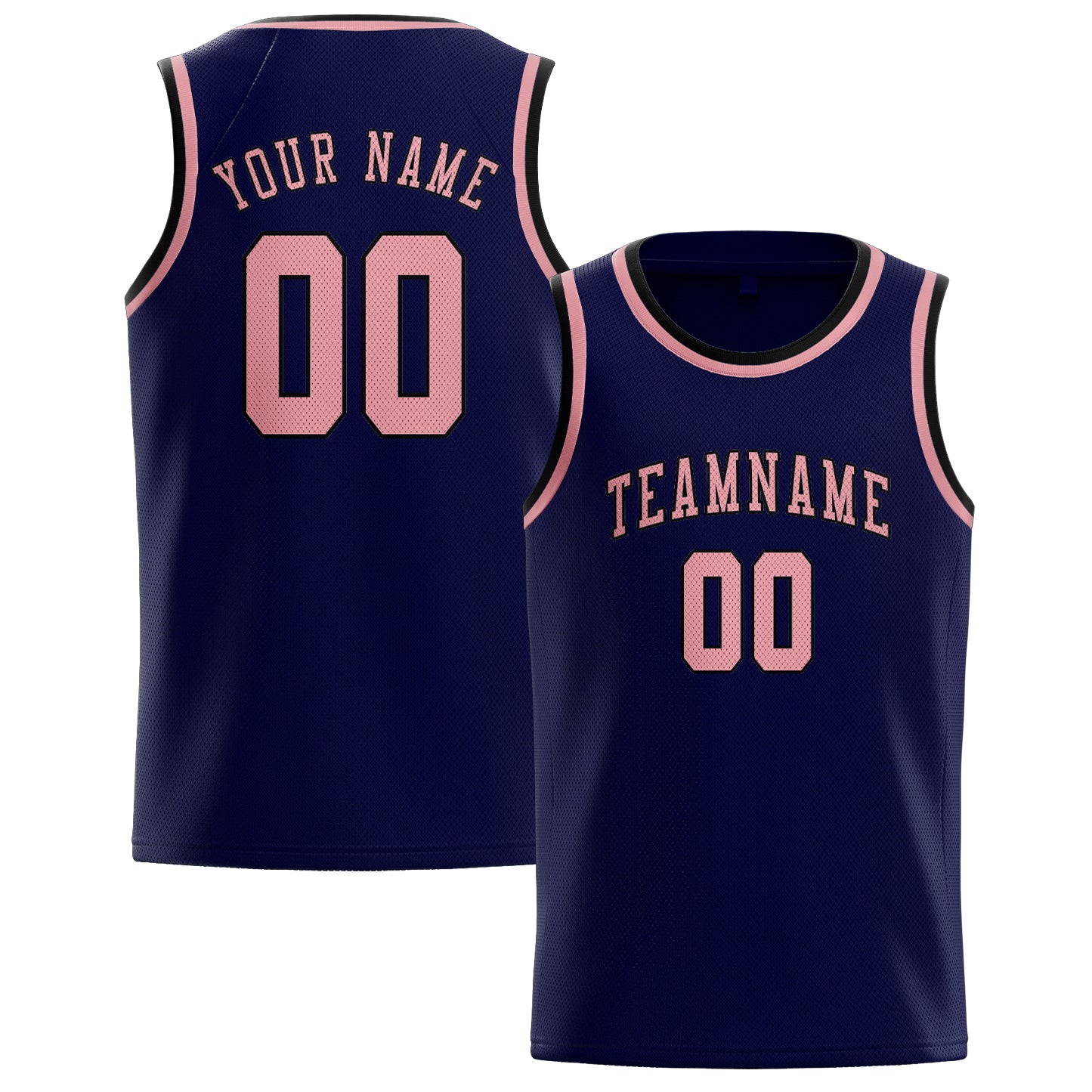 Maillot de basketball personnalisé bleu marine et rose clair